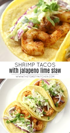 shrimp tacos with jalapeno lime slaw