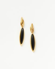 Wavy Ridge Gemstone Double Drop Earrings Earrings: Black Onyx | Missoma US Mens Silver Jewelry, Gemstone Drop Earrings, Trending Necklaces, Ear Stack, Diamond Gift, Hoop Earring Sets, Pearl Gemstone, Gold Price, Recycled Gold