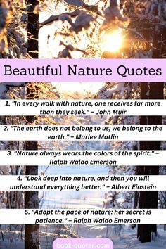 an image of the words beautiful nature quotes