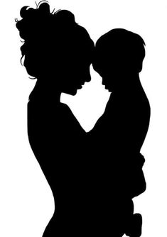 a woman holding a baby in her arms silhouetted against a white background with the words,