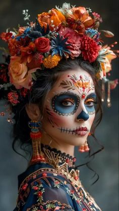 45+ Horrifying Halloween Makeup Ideas for Women - HubPages Nem Halloween Makeup, Geek Outfit, Catrina Costume, Halloween Makeup Sugar Skull, Creative Halloween Makeup, Skull Face Paint, Sugar Skull Costume, Fashion Costume Halloween, Dead Makeup