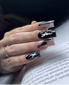 Black And White Nail, Aqua Nails, Punk Nails, Colored Acrylic Nails, Casual Nails, Work Nails, Acrylic Nails Coffin Pink