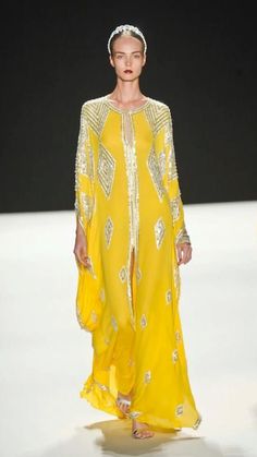 Estilo Hijab, Kaftan Designs, Yellow Dresses, Naeem Khan, Popsugar Fashion, فستان سهرة, Kaftan Dress