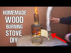 the homemade wood burning stove is on fire and it's not too hot to burn