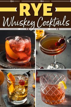 four different types of rye whiskey cocktails