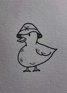 a drawing of a duck wearing a hat