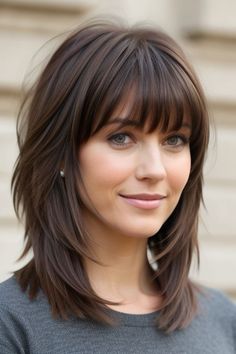 Layered Hairstyles Medium, Bangs Hairstyles Ideas, Kort Bob, Medium Hair Styles For Women, Haircuts For Medium Length Hair, Easy Hair Cuts, Layered Haircuts For Medium Hair, Bangs With Medium Hair, Bangs Hairstyles