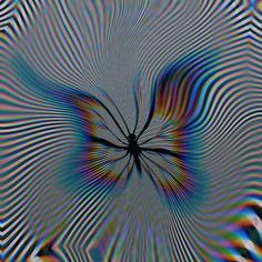 an abstract image with wavy lines in blue, green and orange colors that appear to be distorted