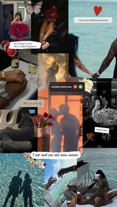 collage of photos with people and texting on them that say i love you