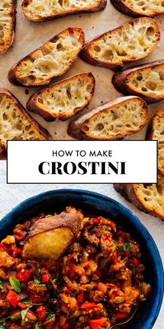 how to make crostini with bread in the background