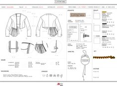 the design process for a jacket with pleated sleeves and cuffs, including an attached belt