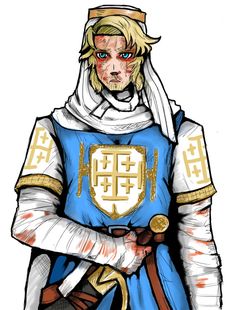 a drawing of a man dressed as a knight