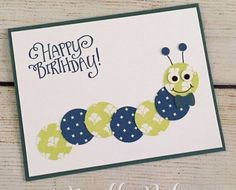 a happy birthday card with a caterpillar on it