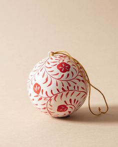 These Hand-Painted Paper Mache Ornaments are an easy and fun way to decorate any style Christmas tree. SIZE 3"round COLOR Red, white MATERIALS Paper mache Paper Mache Ornaments Diy, Cotton Mache, Paper Mache Ornaments, Paper Mache Christmas, Metal Ornaments, Diy Ornaments, Painted Christmas Ornaments, Painted Ornaments, Papel Mache