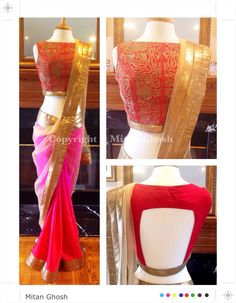 Kashmiri #Choli Blouse w/ Crepe & Net #Saree by http://www.MitanGhosh.com/ ~ http://pinterest.com/mitanghosh/pins/ New Jersey Saree With Mirror Work Blouse, Saree With Mirror Work, Farewell Sarees, Saree Red, Dhoti Saree, Mirror Work Blouse, Choli Blouse, Modern Saree, Sarees Silk