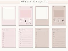 a set of pink and white notepads with arrows