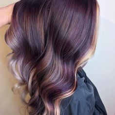 Eggplant And Blonde Hair, Purple And Brown Highlights, Pbj Hair, Peanut Butter Jelly Hair, Future Hairstyles, Hair Color Mahogany, How To Render, Highlight Ideas