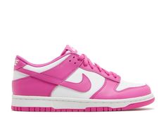 Pink Air Jordans Low Top, Dunks Hot Pink, Dunks Shoes Pink, Pink Preppy Shoes, Preppy Shoes Nike Dunks, Pink And White Nike Shoes, Active Fuschia Dunks, Nike Dunk Low Active Fuchsia, Nike Shoes Women Pink