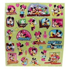 mickey mouse stickers on a green background