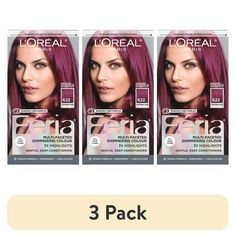 L'Oreal Paris Feria Permanent Hair Color, 62 Fuchsia, Inspired by fashion, Feria offers a twist on the traditional and gives edgy hair colors from bright red, platinum blonde, rose gold, and metallic brown, to blue-black hair color, these hair dye kits will transform your hair. Feria's prismatic color spectrum is custom-blended by L'Oreal Paris master colorists for bold, head-turning shades - no appointment necessary. Packaging may vary, what you receive may not be what is reflected on site. Siz Blue Black Hair Color, Edgy Hair Color, Blue Black Hair, Edgy Hair, Color Spectrum, Permanent Hair Color, Platinum Blonde, L Oreal, Hair Dye