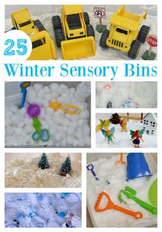 25 winter sensory bins for toddlers to play with in the snow and on the ground