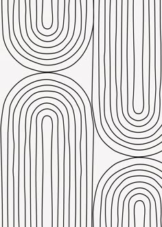 a black and white line art design with lines in the shape of circles on a white background