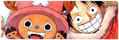 one piece characters are smiling and holding their hands up in front of the other character's face