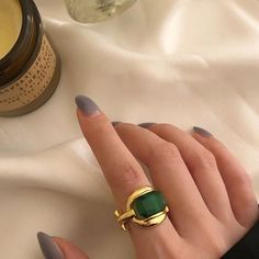 Emerald Green Gold Plated Statement Ring 18k Gold Plated - Etsy Chic Rings, Silver Party, Green Stone Rings, Gold Color Ring, Party Rings, Jewelry Model, Stone Gold, Gold Plated Rings, Green Gemstones