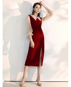 Shop fitted tea length burgundy party dress with sheer collar sleeves online. All instock with free shipping. Pro since 2009. Elegant Burgundy Midi Dress, Elegant Burgundy Midi Dress For Party, Burgundy Long Sleeve Midi Party Dress, Elegant Midi Dress With Sheer Sleeves For Dinner, Burgundy Long Sleeve Midi Dress For Party, Elegant Long Sleeve Burgundy Evening Dress, Elegant Midi Dress With Sheer Sleeves For Date Night, Fitted Burgundy Midi Dress For Party, Elegant Winter Dresses With Sheer Sleeves