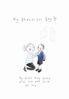 a drawing of two people holding hands with the caption'my beautiful boy '