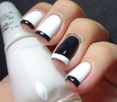 Diy Nails Easy, Black And White Nail, Unghie Nail Art, Gel Toe Nails, Beauty Nails Design, Nails Colors, Fall Acrylic Nails, Shellac Nails, Black Nail