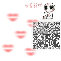 a qr - code is on the wall with hearts coming out of it and an image of a person sitting on top