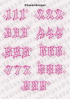 the upper and lower letters are in pink ink