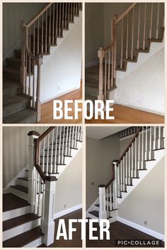 stairs before and after being painted white