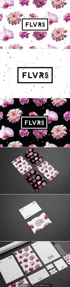 some pink flowers are on the black and white background with text that reads floriss