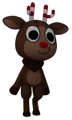 a cartoon reindeer with big eyes and antlers on its head