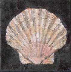 a painting of a shell on a black background