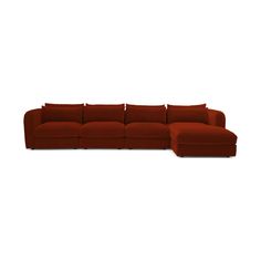 Lengthen your lounging with this sectional wide enough to let the whole family get cozy together, all in modern, low slung style. Joybird Orange Mid Century Modern Modular Grand Chaise Sofa Sectional - Royale Hacienda - Right Berry Hibiscus, Orange Mid Century Modern, Single Arm Chair, Sofa Sectional, Sofa Seats, Living Room Furniture Sofas, Armless Chair, Chaise Sofa, Getting Cozy