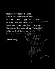 a black and white photo with a poem written in the middle, on a dark background