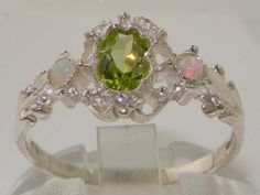 Trilogy Ring, Peridot Ring, Vibrant Green, Natural Earth, Delicate Rings