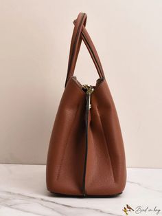 BirdinBag - Square Bag with Elegant Letter Detailing Brown Tote Box Bag For Errands, Brown Double Handle Box Bag For Errands, Double Handle Satchel With Detachable Strap, Daily Double Handle Satchel With Detachable Strap, Brown Satchel For Daily Use, Brown Top Handle Shoulder Bag For Everyday, Brown Everyday Top Handle Shoulder Bag, Everyday Brown Top Handle Shoulder Bag, Office Shoulder Bag With Removable Pouch And Double Handle