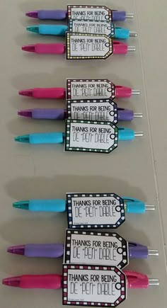 four toothbrushes with thank for being written on them