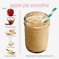 an apple pie smoothie in a mason jar