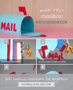 the instructions for how to make a mailbox out of felt with scissors and paper