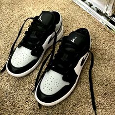 Size 6 Women’s, Air Jordan Lows, Grey Black And White, Slightly Used But Clean And Not Creased Air Jordan Lows, Jordan 1 Colors, Jordan Lows, Air Jordan Low, Air Shoes, Jordan Grey, Nike Air Shoes, Shoes Air, Womens Jordans