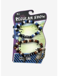 Regular Show Mordecai & Rigby Dude Best Friend Bead Bracelet Set | Hot Topic Things To Put On A Bracelet, Character Themed Bracelets, Mordecai And Rigby Costumes, Gravity Falls Bracelet, Bead Bracelet Words Ideas, Regular Show Mordecai, Best Friend Crafts, The Regular Show, Mordecai And Rigby