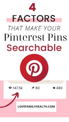 the pinterest pins search page with text overlaying 4 factorors that make your pinterest pins searchable