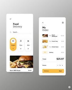 the food delivery app is open and ready to use