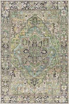 Surya Iris IRS-2361 | Rug Studio Vintage Medallion, Surya Rugs, Green Area Rugs, Traditional Area Rugs, Accent Rugs, Green Rug, Indoor Area Rugs, Indore, Rug Making