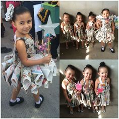 Recycled Gown, Outfits For Spain, Newspaper Fashion, Waste Clothing, Paper Clothes, Diy Halloween Costumes For Kids